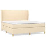 Cumpara ieftin Pat continental cu saltea, crem, 180x200 cm, textil