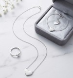 Cumpara ieftin Set Complet din Argint 925 , zPure Heart, , Colier, Bratara E i Inel Minimalist, 3.6g