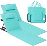 Set 2 sezlonguri pliabile de plaja SONGMICS, reglabile, cu tetiera, turcoaz