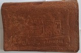 CY - Port Act Portofel, Romania comunism (RSR), din piele maro, marcat &quot;Constanta CAZINOUL&quot; / Inchis: 14 cm x 9,50 cm 40 g