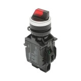 Buton selector iluminat 220V AC LED rosu cu 3 pozitii 2NO, 10A/600V AC, 1A/250V DC LA42 Breckner Germany