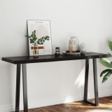 Gossi blat masa, 160x50x6 cm, gri, lemn stejar tratat contur organic