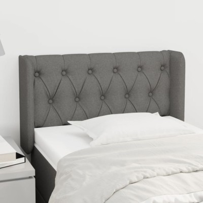 vidaXL Tăblie de pat cu aripioare gri &amp;icirc;nchis 83x16x78/88 cm textil 3119079 foto