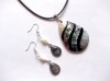 Set colier , cercei cu sidef alb si gri argintiu si sidef paua 42918