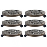 Cumpara ieftin Suporturi de plante cu role, 6 buc., bronz, 38 cm, plastic