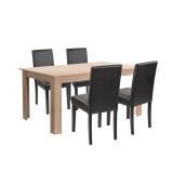 Set de masă Leon 4+1, stejar Sonoma-negru