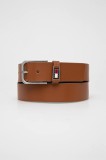 Tommy Jeans curea de piele barbati, culoarea maro, AM0AM13361