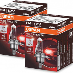 Set 2 Buc Bec Osram H4 12V 60/55W Night Breaker Silver +100% 64193NBS