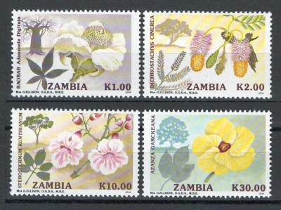 Zambia 1991 Mi 586/89 MNH, nestampilat - Flori foto