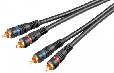 Cablu audio STEREO 2x RCA 0.2m tata-tata dublu ecranat OFC Goobay foto