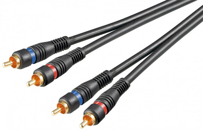 Cablu audio STEREO 2x RCA 0.2m tata-tata dublu ecranat OFC Goobay