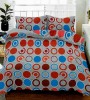 Lenjerie de pat matrimonial cu husa elastic pat si fata perna dreptunghiulara, Round, bumbac mercerizat, multicolor