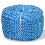 VidaXL Fr&acirc;nghie &icirc;mpletită polipropilenă, albastru, 100 m, 14 mm