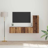 vidaXL Set comodă TV cu raft Pe perete cu depozitare cu ușă 3 pcs Lemn vechi 150.5 x 30 x 90 cm