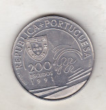 Bnk mnd Portugalia 200 escudos 1991 unc , Columb, Europa