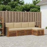 vidaXL Set de canapele de exterior cu pernă 5 pcs Natural și Bej 3384229