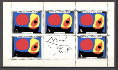 Romania.1970 Pictura:J.Miro-coala mica ZR.392 foto