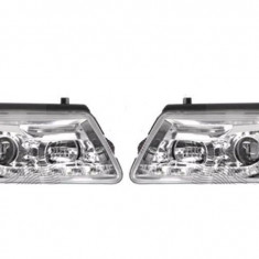 Set faruri VW Passat (B5 (3b)), 09.1996-11.2000, partea Stanga+Dreapta, Tuning, Fata, cu lumina de parcare LED; tip bec H1+H1; manual/electric; trans