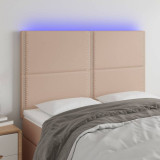 VidaXL Tăblie de pat cu LED, cappuccino, 144x5x118/128 cm, piele eco