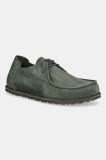Birkenstock pantofi de piele &icirc;ntoarsă Utti Lace culoarea verde, 1030109