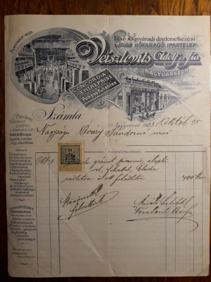 DOCUMENT VECHI ORADEA 1903 - VEISZLOVITS ES FIA - OVARY SANDOR - RARITATE foto