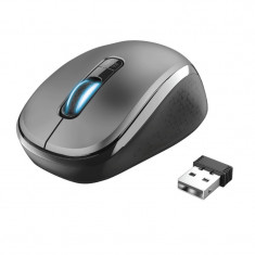 Mouse Trust YVI, wireless/bluetooth 10m, dual mode, 1600 DPI, 4 butoane, nano USB, optic, ambidextru, Gri foto