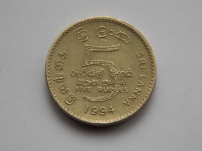 5 RUPII 1994 SRI LANKA foto
