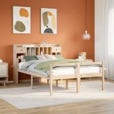 vidaXL Pat cu bibliotecă fără saltea, 140x200 cm, lemn masiv de pin 3322055