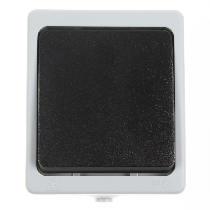 Intrerupator cap scara Hoff Cubik, aparent, 10A, IP54, gri + negru
