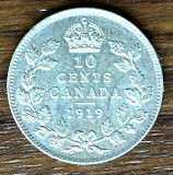Moneda Canada - 10 Cents 1919 - Argint, America de Nord