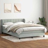 vidaXL Pat box spring cu saltea, gri deschis, 160x220 cm, catifea 3317571