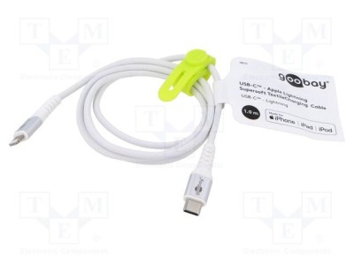 Cablu USB 2.0 Apple Lightning și USB C 1m alb silicon Goobay foto