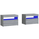 Cumpara ieftin Noptiere cu lumini LED, 2 buc., gri sonoma, 60x35x40 cm