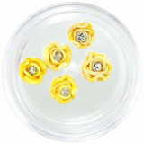 Decorațiuni unghii - flori acrilice, galbene, cu stras, INGINAILS