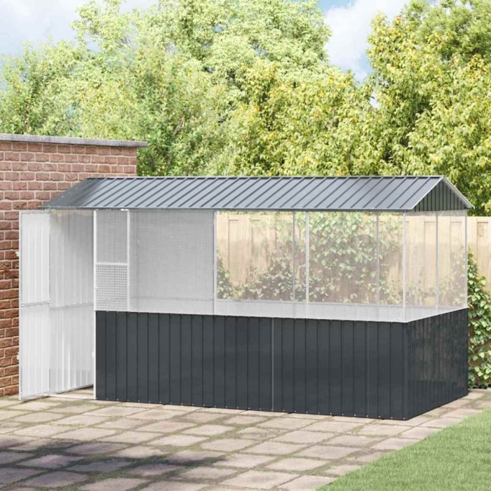 vidaXL Cușcă pentru păsări Antracit 410 x 210 x 230 cm Oțel galvanizat