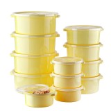 Set 12 Cutii alimente (4X500 ml, 4X1000 ml, 4X2000 ml), Galben, Capac cu dispozitiv de eliberare aer