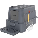 PawHut Litieră &Icirc;nchisă 80L ABS Oțel Inoxidabil cu Tavă Detașabilă 63x43x43 cm Gri &Icirc;nchis