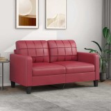 Cumpara ieftin Canapea cu 2 locuri, roșu vin, 140 cm, piele ecologică