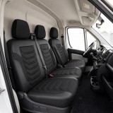 Cumpara ieftin Set huse scaune premium dedicate FORD TRANSIT MK8 2014-2023, Piele ecologica si material textil, Negru Gri