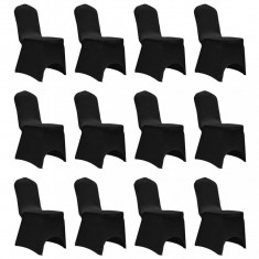Huse elastice pentru scaun, 12 buc., negru foto