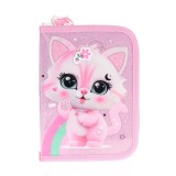 Penar dreptunghiular roz cu pisicuta si curcubeu