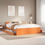 VidaXL Cadru pat fără saltea/cu tăblie maro 180x200 cm lemn masiv pin