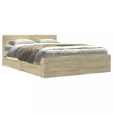 Cumpara ieftin Cadru de pat cu tablie stejar sonoma 135x190 cm lemn prelucrat