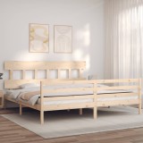 Cumpara ieftin Cadru pat cu tăblie 200x200 cm, lemn masiv de pin
