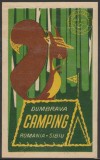 Romania anii 60-70 - Vigneta de bagaje Camping Dumbrava Sibiu, ONT Carpati, eticheta hoteliera, promovare turistica