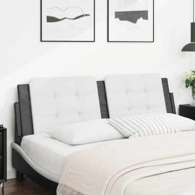 vidaXL Pernă pentru tăblie pat, alb și negru, 160cm, piele artificială 374871 foto