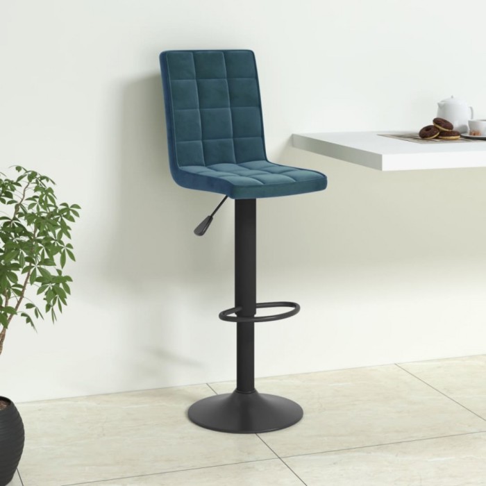 vidaXL Scaun de bar, albastru, catifea