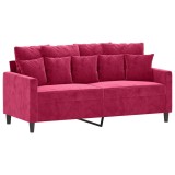 Cumpara ieftin Canapea cu 2 locuri, rosu vin, 140 cm, catifea