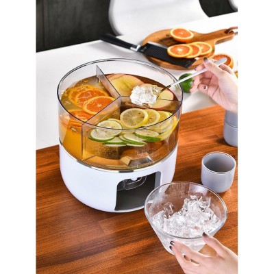 Dozator De Bauturi, Sucuri Sau Apa Cu 3 Compartimente Rotative, Capacitate Mare de 6l, alb foto
