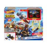 Cumpara ieftin Set de joaca cu masina Monster Trucks, Hot Wheels, Smash Race Challenge, HNB89